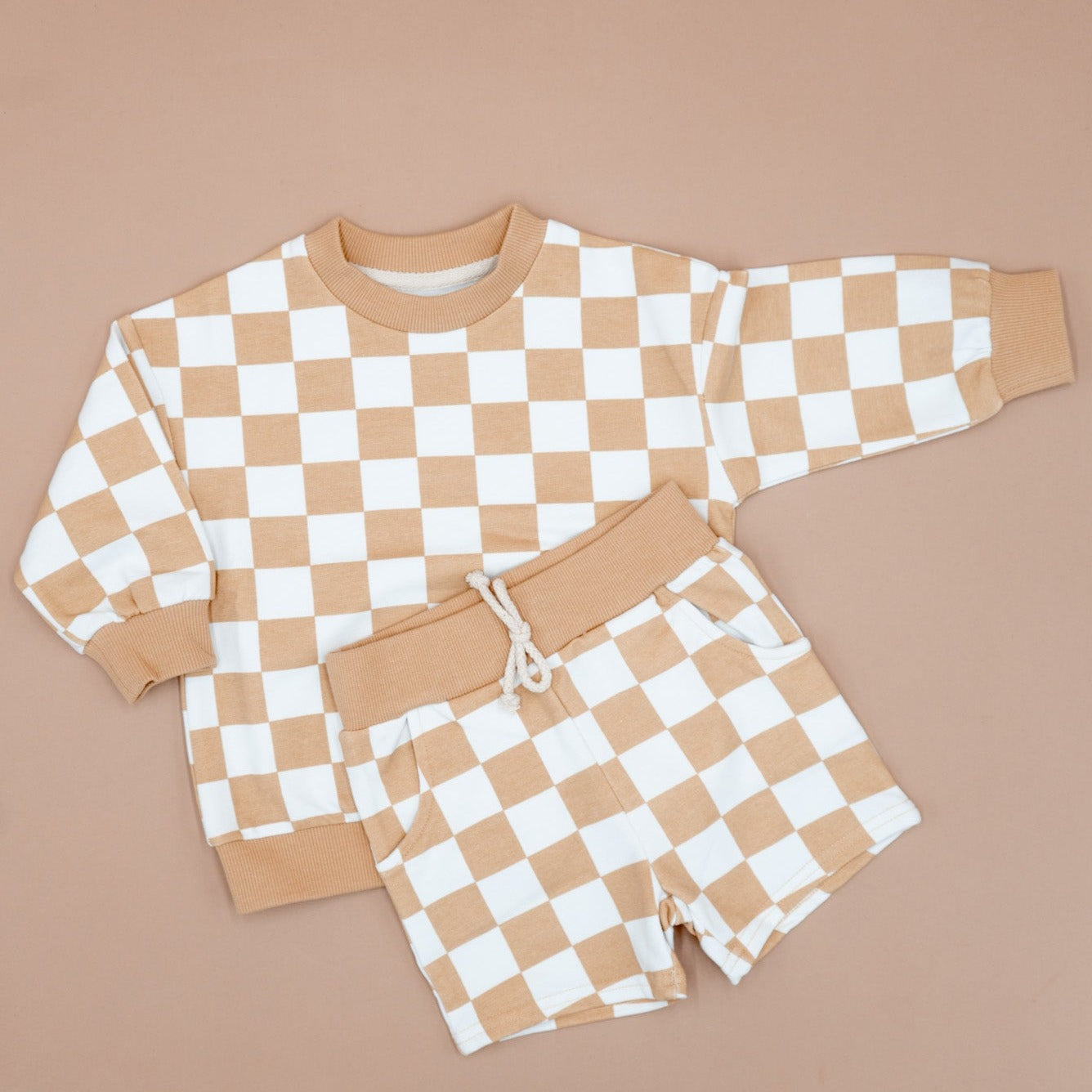 Tan Checkered Sets – August and June Kids